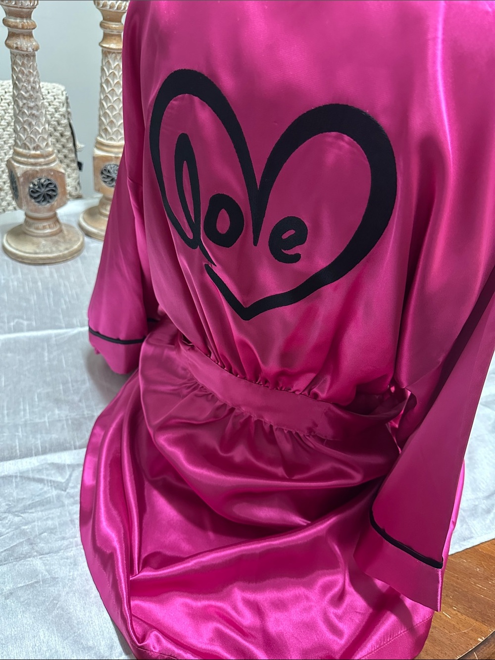 Morgan Taylor Satin Sleepwear Top - Fuchsia Pink
